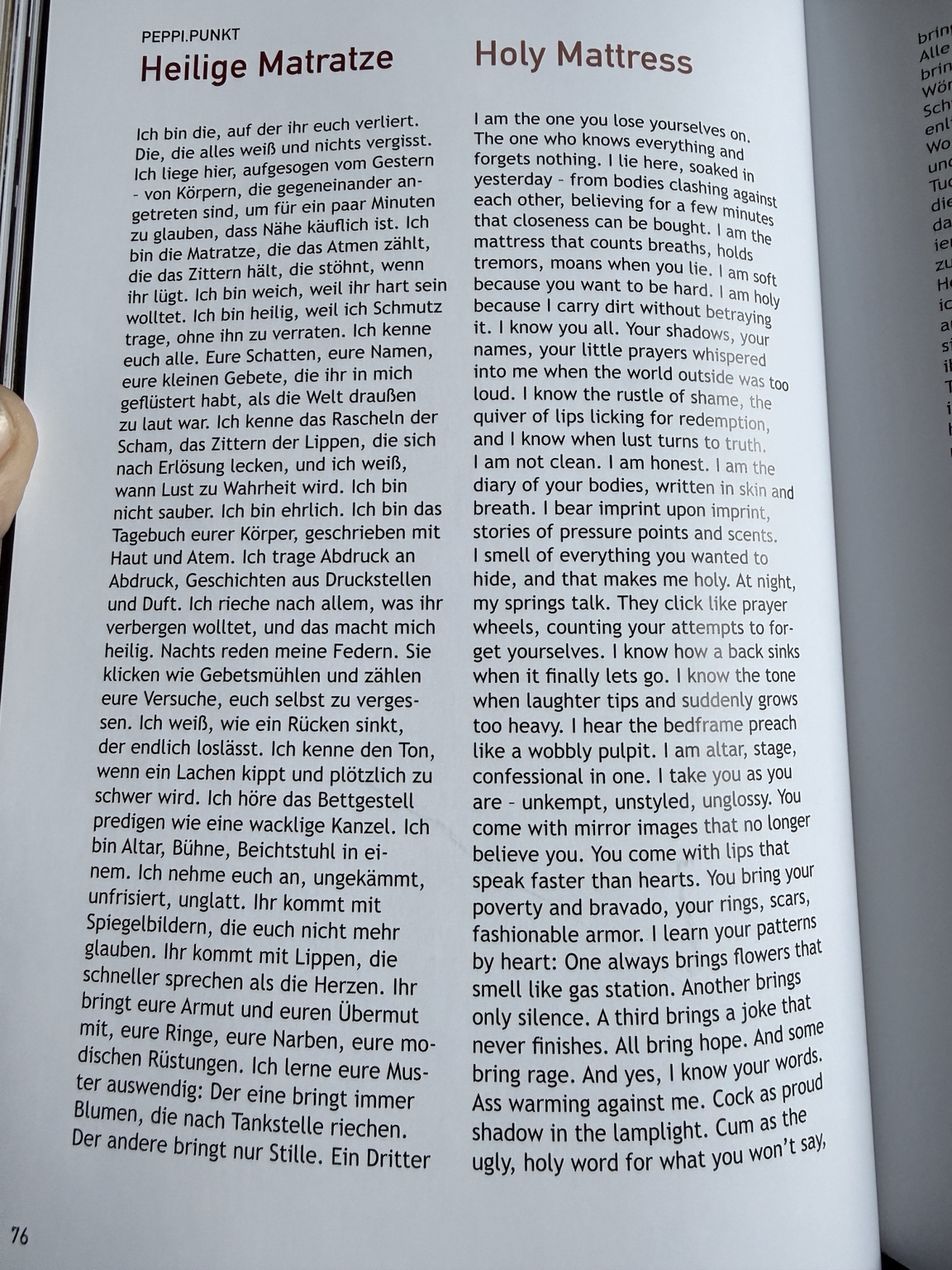 Titelseite Heilige Matratze und Holy Mattress von Peppi Punkt